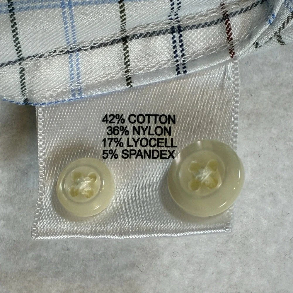 Peter Millar Mens L White Multicolor Check Button Stretch Casual Performance